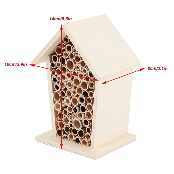 Higoodz Wooden Bee House Wood Shelter Nesting Box For Outdoor Garden Decoration,Wood Shelter,Bee Nesting