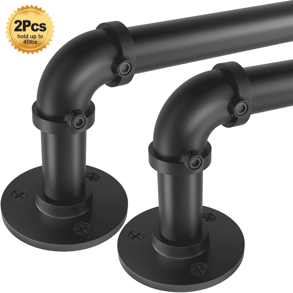 Higswor Black Curtain Rod Set, 48" to 84"
