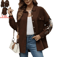 thumbnail image 1 of Higustar Shacket for Women's Plus Size, Button Down Shirts with Pockets, Embroidered Shacket Jackets Long Sleeve V Neck Collared Blouses Mexican Peasant Tops Boho Casual Fall Coat-822/H-Brown-XXXL, 1 of 11