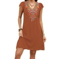 thumbnail image 1 of Higustar Dress for Women Plus Size Short Sleeve V Neck Midi Dresses Summer Fall Casual Maxi Boho Floral Embroidered Flowy Peasant Petite Dress-759/Black-S, 1 of 7