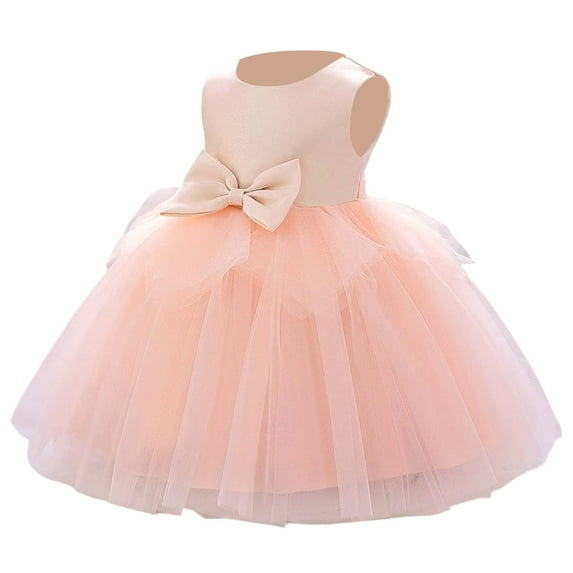 Hihipz Baby Girl Dresses Spring And Fall Solid Sleeveless Mesh Patchwork Dress Kids Girl Wedding Bridesmaid Birthday Party Pageant Dresses,4 -5 Years