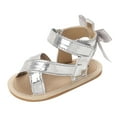 thumbnail image 1 of Hihipz Baby Girl'S Sandals Summer Open Toe Lightweight Solid Color Bow Decor Comfortable Flat Sandals US Size:6, 1 of 9