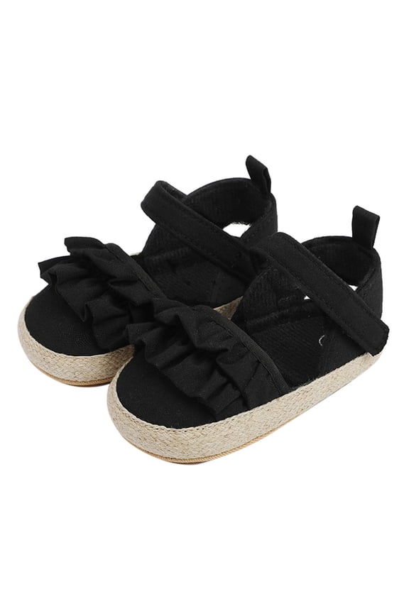 Baby Girl'S Sandals Summer Ruffle Edge Cute Soft Sole Flat First Walking Sandals