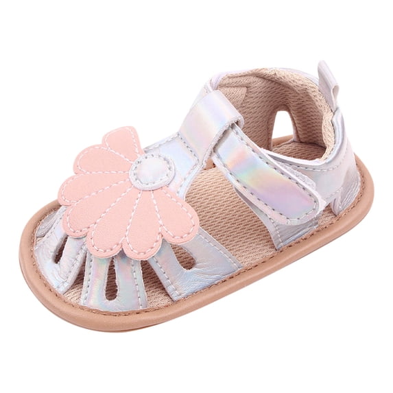 Hihipz Baby Girls Sandals Summer Hollow Petal Shape Breathable Soft Flat Walking Sandals US Size:4