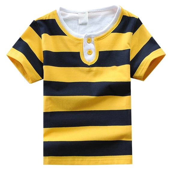 Hihipz Big Boy's T Shirt Crew Neck Stripe Short Sleeve Tee Tops Summer Cotton Comfortable Tshirt,Sizes 12-13