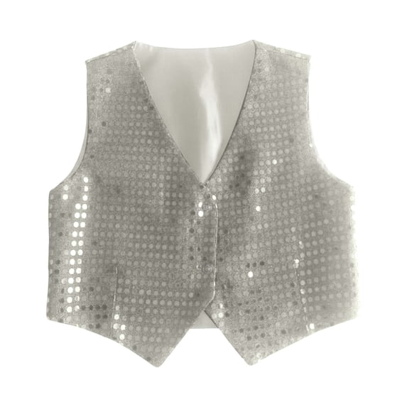 Hihipz Big Boy's Vests Sequin Decor Sleeveless Tops Casual Performance Dance Vests