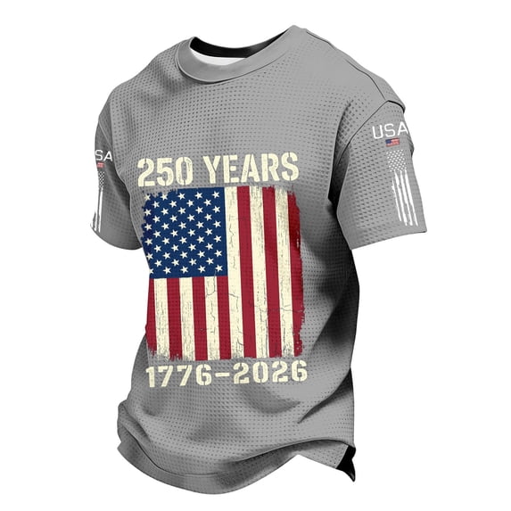 Hihipz Big Boys Patriotic Tshirts 4Th Of July 250Th Anniversary USA Flag Print Short Sleeve Crew Neck Independence Day Tee