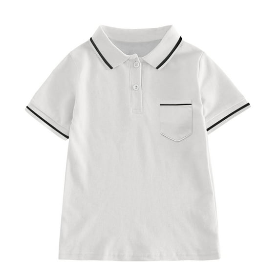 Hihipz Big Boys Polo Shirt Short Sleeve Summer Striped Gentleman Lapel Pocket Casual Unisex Tees,Sizes 9-10