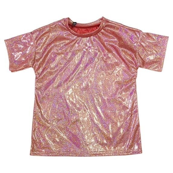 Hihipz Big Boys T Shirt Metallic Sequins Print Tees Stage Performance Stylish Graphic T-Shirt,Sizes 17-18