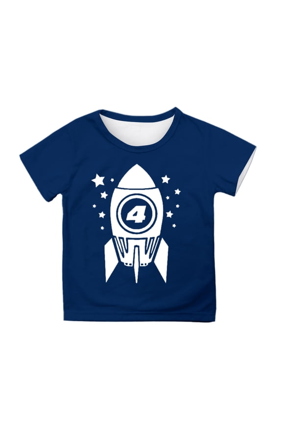 Big Boys T-Shirt Rocket Space Printed Tee Tops Round Neck Lightweight Breathable Kids Tshirt,Sizes 12-13