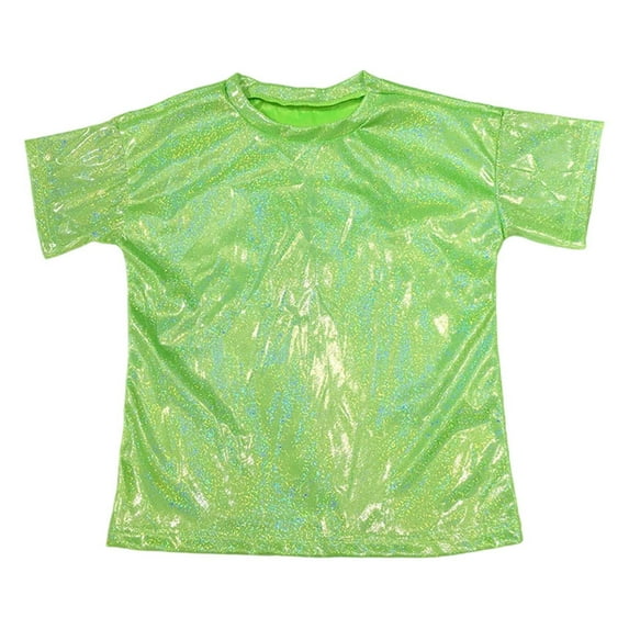 Hihipz Big Boys Tee Tops Short Sleeve Sequin Reflective Print Loose Performance Unisex Dance Tshirts,Sizes 11-12