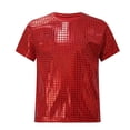 thumbnail image 1 of Hihipz Big Boys Tee Tops Short Sleeve Square Sequin Checkered Graphic Shiny Performance Unisex Tshirts,Sizes 16-17, 1 of 4