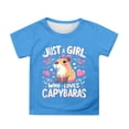 thumbnail image 1 of Hihipz Big Girl's Graphic Tee Capybara Print Short Sleeve Crew Neck Tee Tops Fashion Cozy Tshirts, 1 of 4