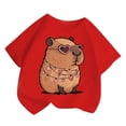 thumbnail image 1 of Hihipz Big Girl's Tshirts Capybara Heart Print Short Sleeve Crew Neck T Shirt Soft Stylish Tee, 1 of 4