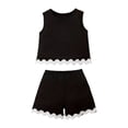 thumbnail image 1 of Hihipz Big Girls Outfits 2 Piece Ribbed Wave Sleeveless Tank Top + Elastic Shorts Lightweight Set, 1 of 3