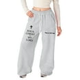 thumbnail image 1 of Hihipz Big Girls Wide Leg Sweatpants Letter Cross Pattern Loose Fit Drawstring Athletic Pants With Pockets, 1 of 9