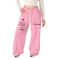 thumbnail image 1 of Hihipz Big Girls Wide Leg Sweatpants Letter Cross Pattern Loose Fit Drawstring Athletic Pants With Pockets, 1 of 9