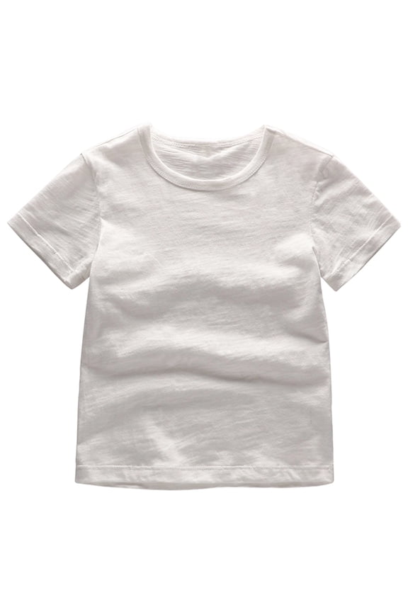 Boy's Tshirts Short Sleeve Crew Neck Tee Tops Slub Cotton Breathable T Shirts