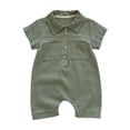 thumbnail image 1 of Hihipz Boys Romper Collared Short Sleeve Snap-Front Simple Cozy One-Piece Bodysuit Jumpsuit,Size 0M-3Y, 1 of 9