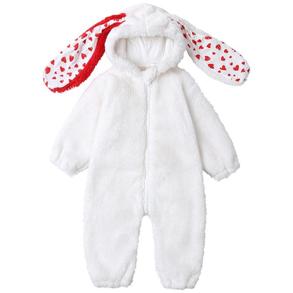 Hihipz Boys Winter Plush Bunny Romper Cute Rabbit One-Piece Hooded Bodysuit Crawling Jumpsuit,Size 0-24M