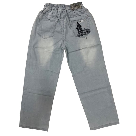 Hihipz Little Boy's Jeans Thin Loose Casual Straight Leg Denim Soft Breathable Lightweight Comfortable All Season Pants,6-7Years
