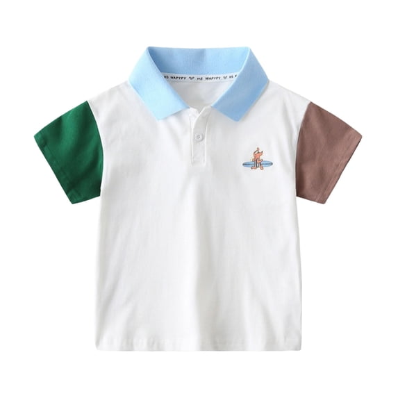 Hihipz Little Boy's Polo Shirt Cartoon Prints Lapel Shirts Summer Casual Tops,Sizes 4-5