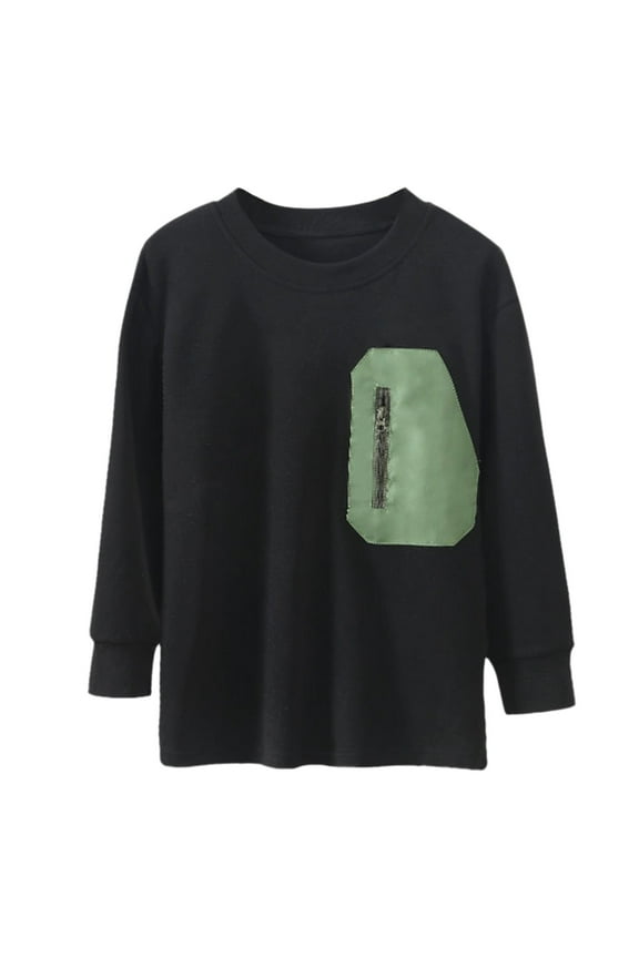 Little Boy's T Shirt Crew Neck Undershirt Tops Long Sleeve Warm Handsome Kids Tshirt,Sizes 6-7