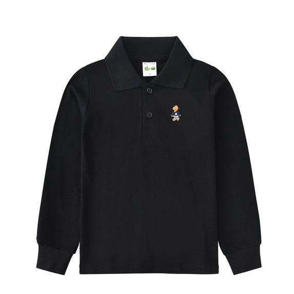 Hihipz Little Boys Polo Shirt Long Sleeve Classic School Casual Basic Comfortable Tees,Sizes 5-6