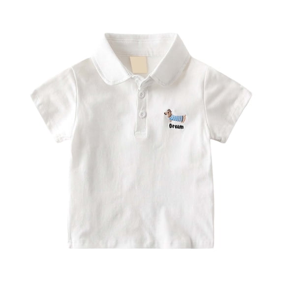 Hihipz Little Boys Polo Shirt Short Sleeve Cartoon Print Gentleman Lapel Polo Shirt Casual Stylish Tops,Sizes 4-5