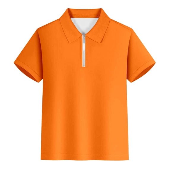 Hihipz Little Boys Polo Shirt Short Sleeve Summer Stylish Solid Zipper Gentleman Holiday Shirt Breathable Tees,Sizes 7-8