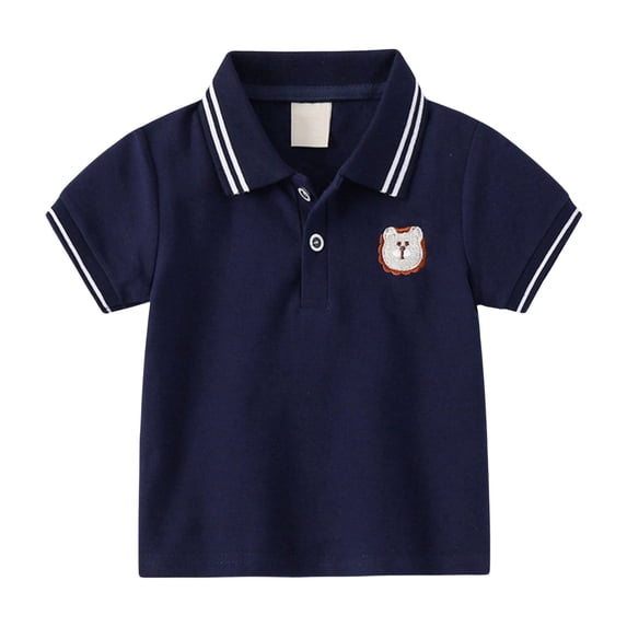 Hihipz Little Boys Polo Shirt Striped Lapel Short Sleeve Polo Shirt Fashion Soft Kids Polo Shirt,Sizes 5-6