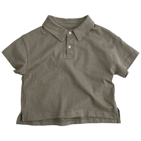 Hihipz Little Boys Polo Shirt Summer Casual Solid Shirts Breathable Lightweight Daily Wear Tops,Sizes 4-5