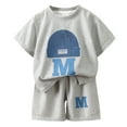 thumbnail image 1 of Hihipz Little Boys Set Solid Tee Shorts Short Sleeve Waffle Thin Dailywear,Sizes 5Y, 1 of 6