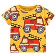 thumbnail image 1 of Hihipz Little Boys T-Shirt Fire Truck Cartoon Printed Tee Tops Short Sleeve Casual Kids Tshirt,Sizes 6-7, 1 of 7