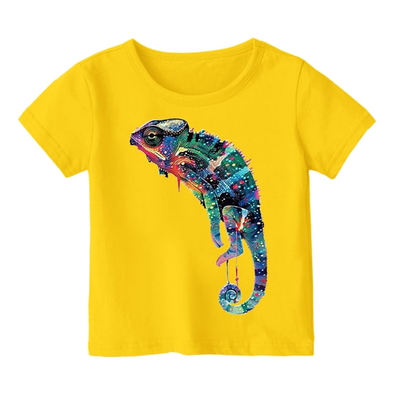 Hihipz Little Boys T-Shirt Lizard Printed Tee Tops Short Sleeve Crew Neck Summer Graphic Tee,Sizes 4-5