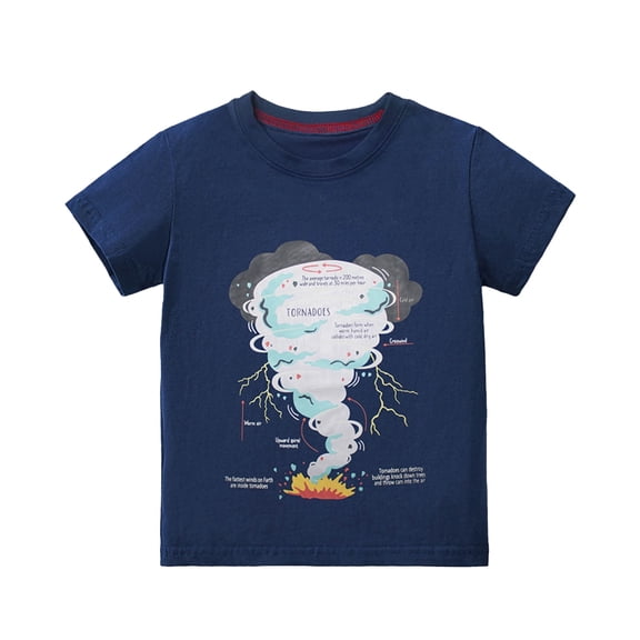 Hihipz Little Boys T-Shirts Tornado Print Short Sleeve Crewneck Tees Summer Lightweight Fashion Tshirts