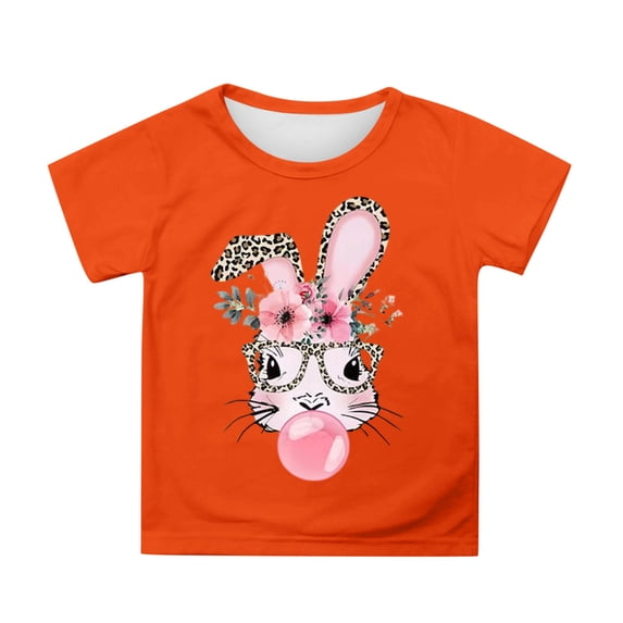 Hihipz Little Girl's Easter T Shirt Girls Print Tshirt Casual Loose Round Neck Short Sleeve Soft Playwear Tee Tops,Sizes 5-6Y