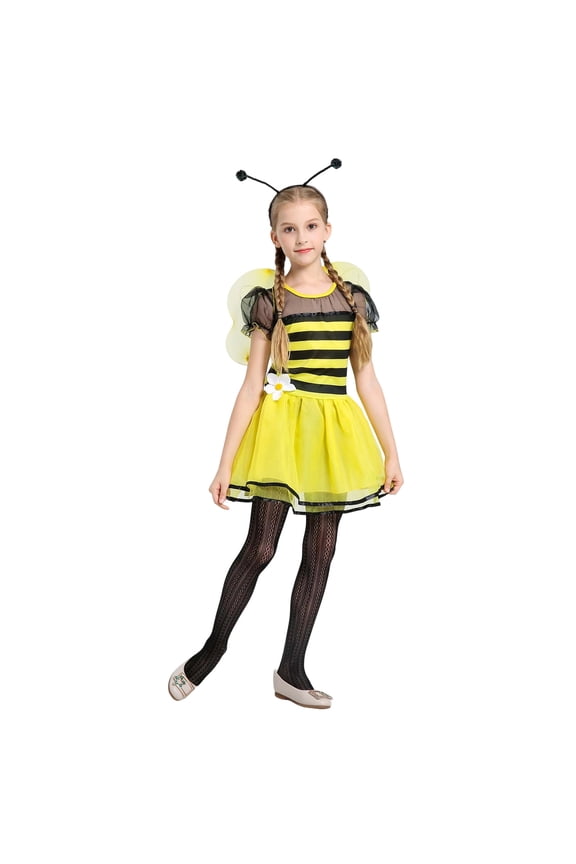Little Girl's Tutu Dress Fairy Bee Theme Holiday Party Gown Dresses Kids Children Girls Performance Dresses,Sizes 4-8