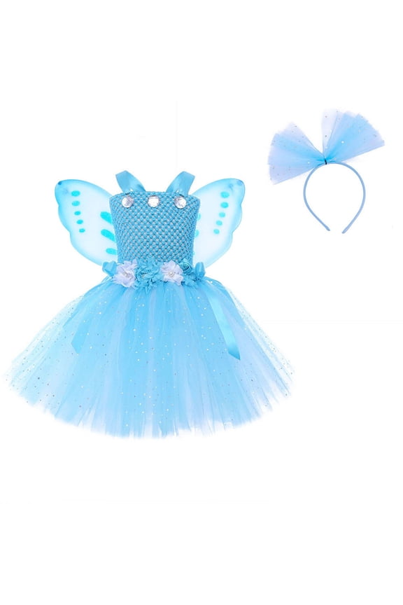 Little Girls Dresses Fairy Tulle Tutu Dress Puffy Flower Girl Gown Wedding Birthday Party Princess Gown
