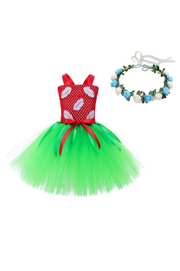 Little Girls Dresses Tropical Luau Tutu Dress Party Outfit Lilo Hula Dance Princess Tulle Gown