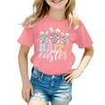 thumbnail image 1 of Hihipz Little Girls Easter T-Shirt Bunny Rabbit Print T Shirt Easter Short Sleeve Casual Cute Unisex Comfortable Tee Tops,Sizes 5-6Y, 1 of 4