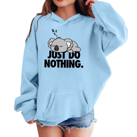 Hihipz Little Girls Graphic Hoodie Cartoon Koala Print Long Sleeve Pullover Kids Cozy Sweatshirt