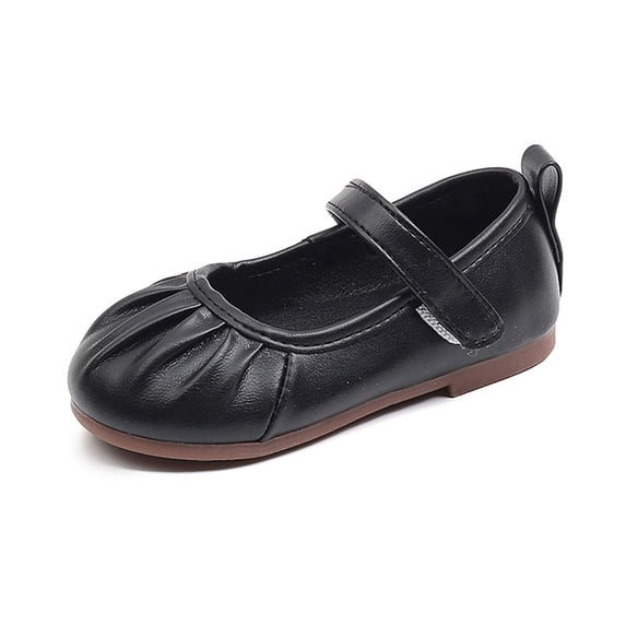 Hihipz Little Girls Mary Jane Shoes Ruched Hook Loop Soft Sole Princess Casual Daily Dress Shoes