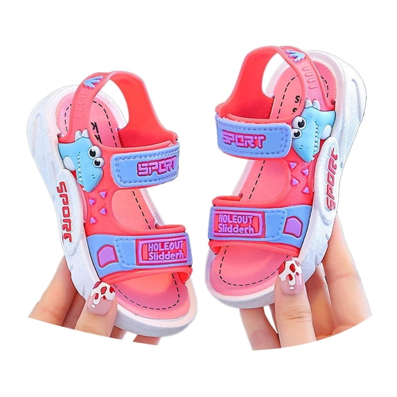 Hihipz Little Girls Sandals Dinosaur Sport Hook And Loop Non Slip Soft Sole Outdoor Summer Shoes
