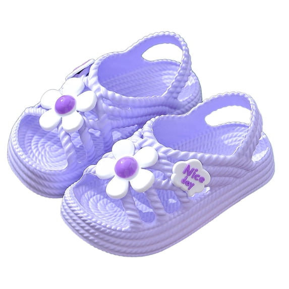 Hihipz Little Girls Sandals Lovely Flower Decor Eva Material Non Soft Sole Outdoor Summer Sandals