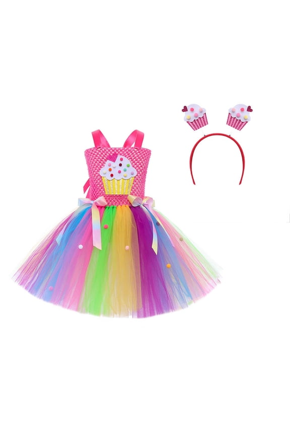 Little Girls Skirts Rainbow Layered Tutu Dress Dance Performance Ruffle Cake Skirt Birthday Concert Party