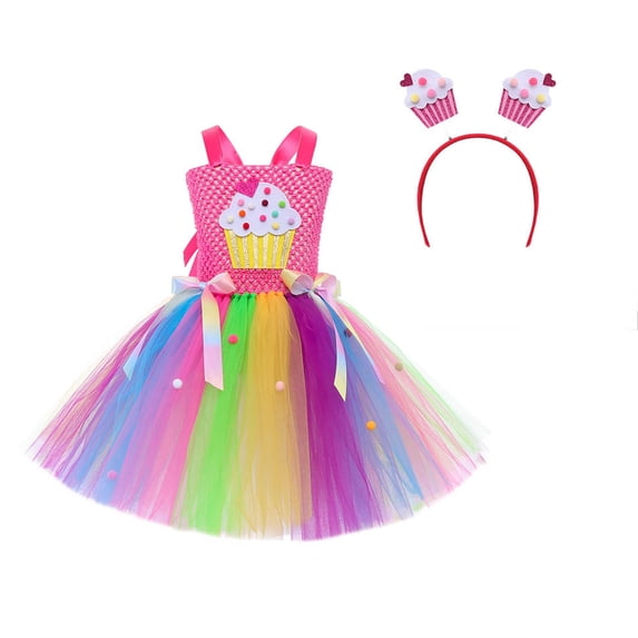 Hihipz Little Girls Skirts Rainbow Layered Tutu Dress Dance Performance Ruffle Cake Skirt Birthday Concert Party