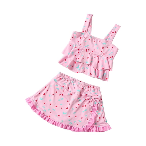 Hihipz Little Girls Swimsuit Rainbow Two Piece Bikini 3-14Y Pool Hot Spring Natatorium Bathing Suit,Sizes 7-8