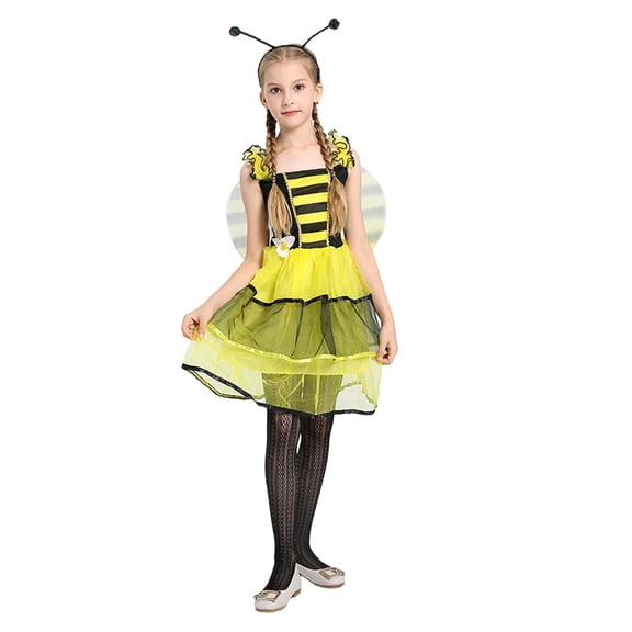 Hihipz Little Girls Tutu Dress Fairy Bee Theme Party Holiday Gown Dresses Kids Girls Performance Dresses,Sizes 3-8