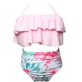 thumbnail image 1 of Hihipz Swimsuits For Little Girls Floral Print High Waist Ruffled Two Piece Fashion Summer Bathing Suit,Sizes 4-5, 1 of 6